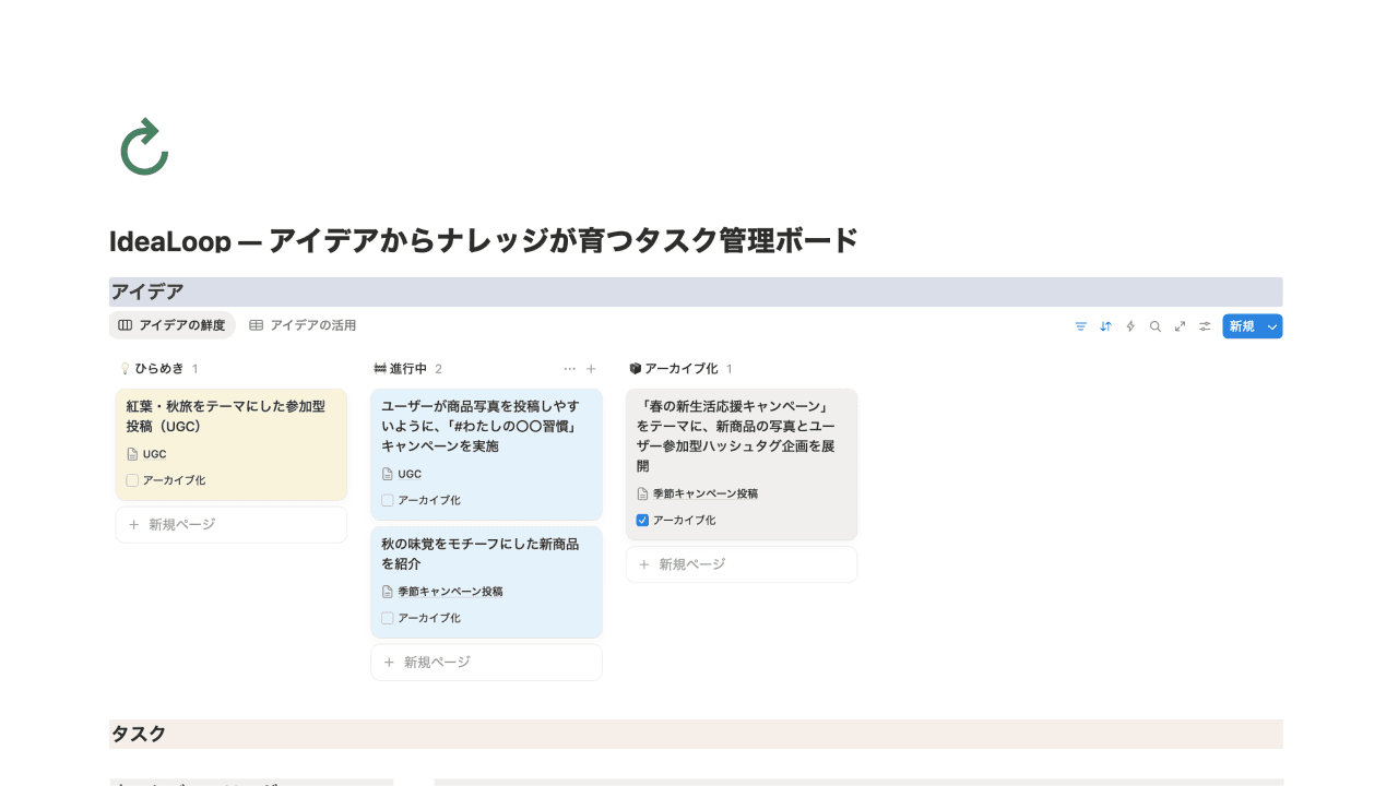 IdeaLoop — アイデアからナレッジが育つタスク管理ボード